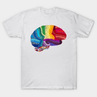 Sampler Brain - Embroidered Look - Rainbow Brain T-Shirt